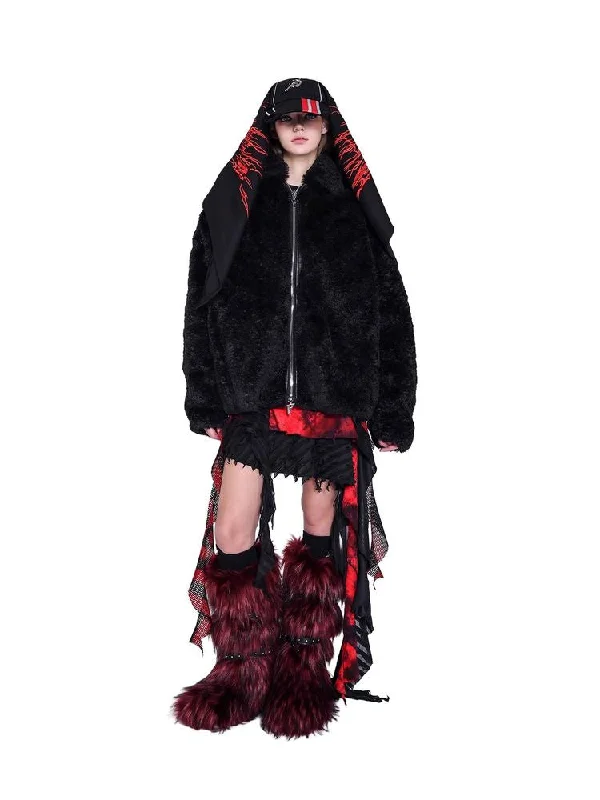 Loose fur jacket【s0000011530】 Print Jacket Jacquard Jacket Patchwork Jacket