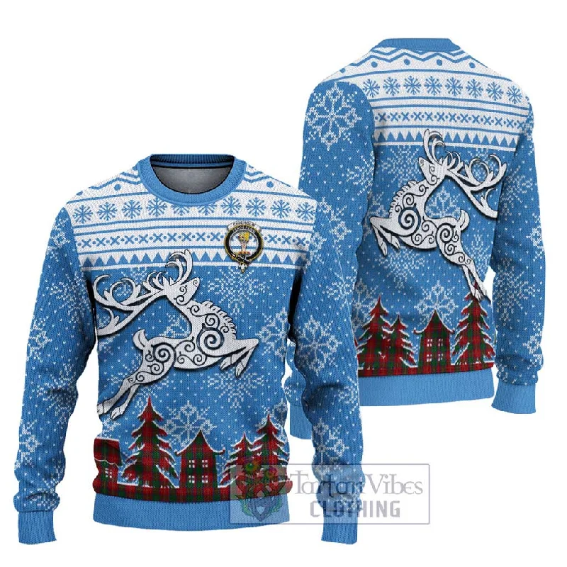 Chisholm Clan Christmas Ugly Sweater Celtic Reindeer Style Cashmere Blend Cotton Blend Poly Blend