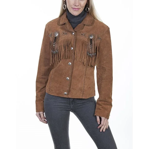 Scully Ladies Cinnamon Boar Suede Fringe And Beaded Jacket L152-81 Denim Jacket Leather Jacket Suede Jacket