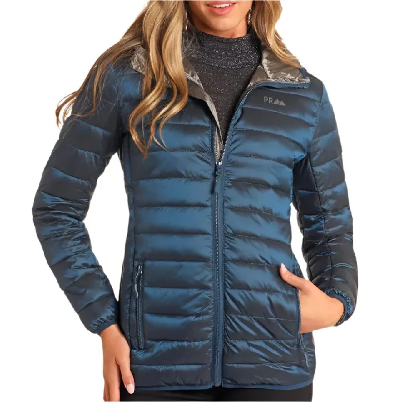 Powder River Outfitters Ladies Sapphire Blue Puffer Jacket DW92C04159-80 V-Neck Jacket Boat Neck Jacket Square Neck Jacket