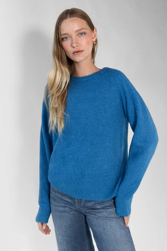 BLUE CREWNECK SWEATER Plaid Sweater Polka Dot Checkered