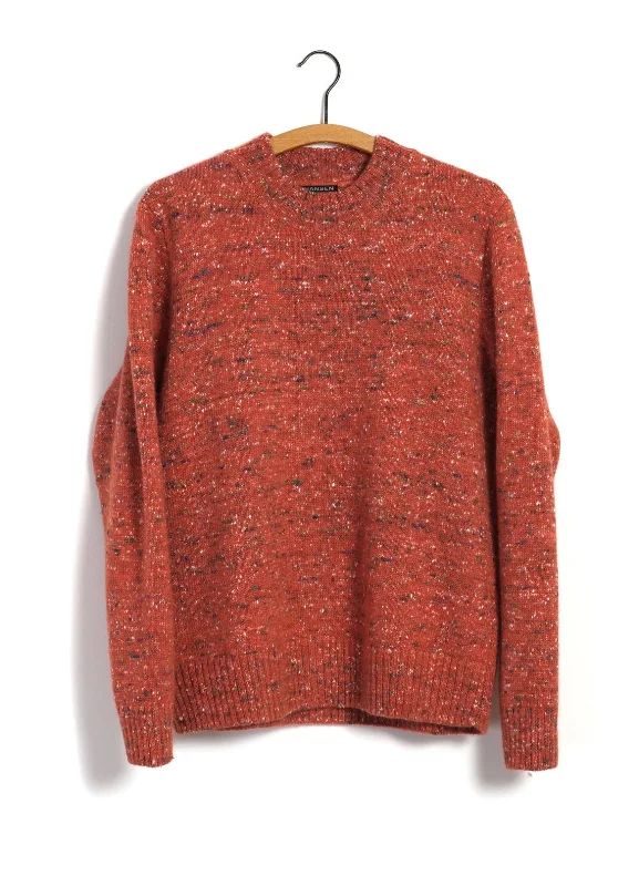 EIVIND | Crew Neck Rib Sweater | Donegal Coral Real Fur Shearling Chenille