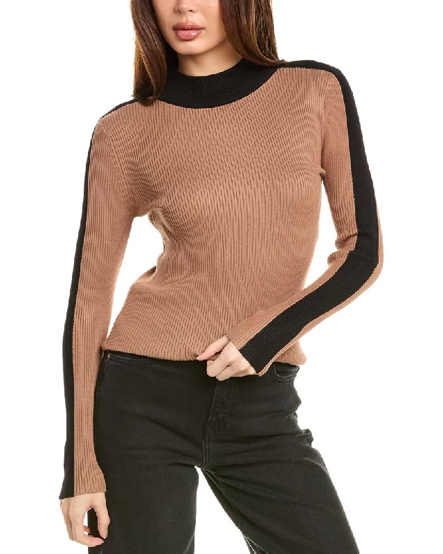 T Tahari Mock Neck Sweater Satin Fabric Silk Fabric Chiffon Fabric