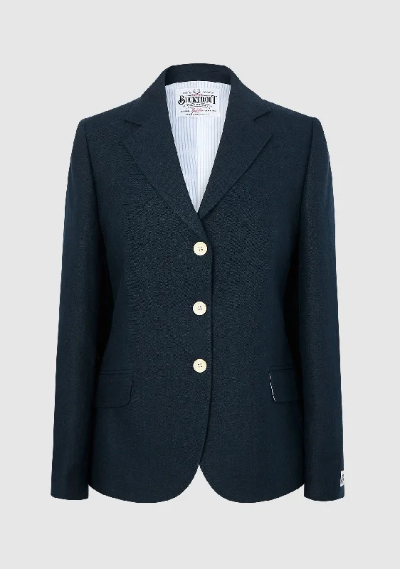 Claire Linen Jacket - Navy Print Jacket Jacquard Jacket Embroidered Jacket