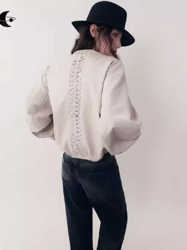 Long Throat Dangerous Stone Leather Zipper Jacket【s0000006389】 Fleece Jacket Down Jacket Feather Jacket