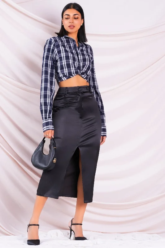 Black Satin Skirt mini skirt trendy