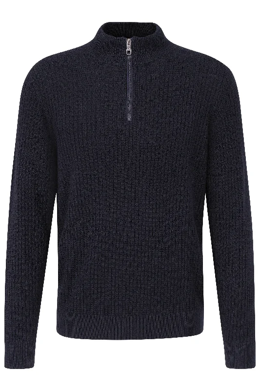 Troyer Navy 1/4 Zip Waffle Knit Sweater 7500-65546B Casual Formal Business