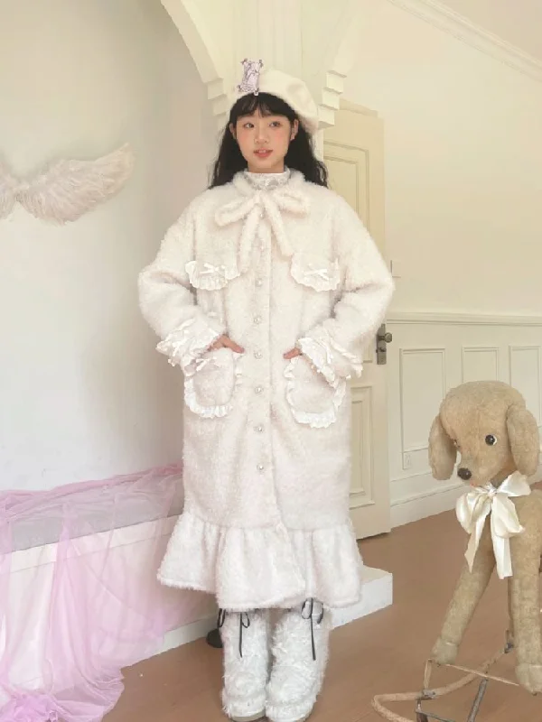 Long Warm Bow Coat Jacket【s0000010884】 Trench Coat Raincoat Waterproof Jacket