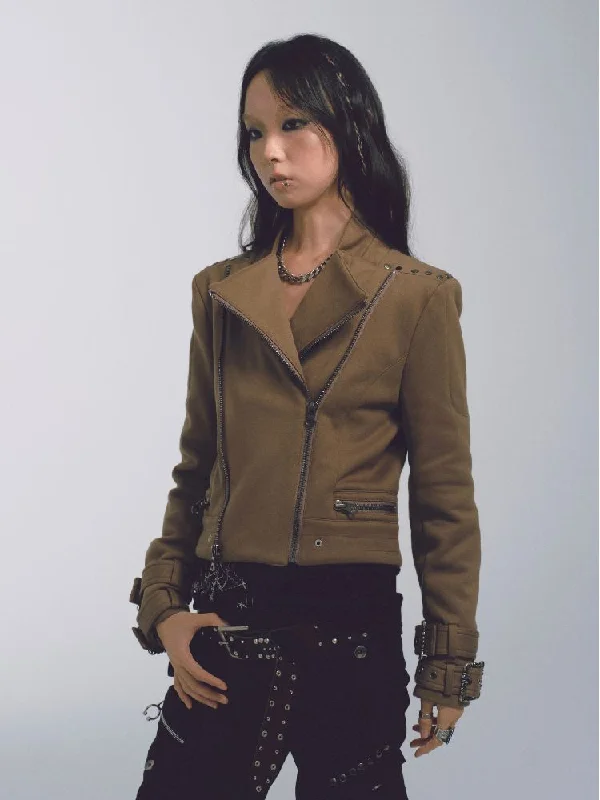 Thickened Rivet Printed Jacket【s0000011230】 Welt Pockets Slit Pockets Flap Pockets