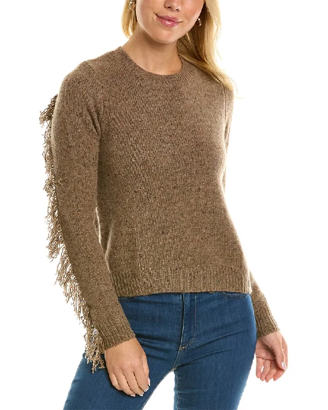Autumn Cashmere Fringed Cashmere Sweater Fleece Sweater Nylon Polyester