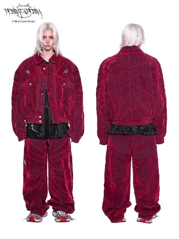 Y3K Velvet Denim Jacket【s0000011023】 Zippered Front Buttoned Front Snap Front