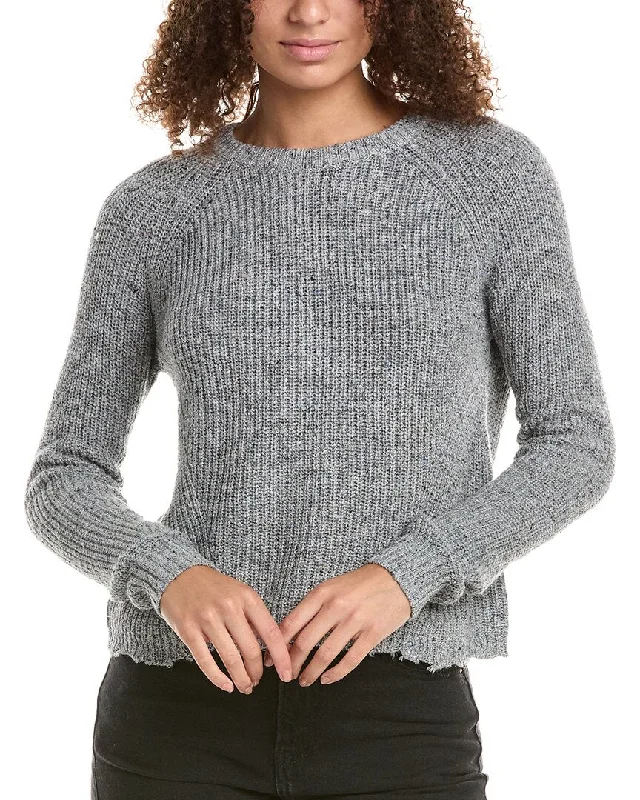 Autumn Cashmere Distressed Wool & Silk-Blend Sweater Print Jacquard Patchwork