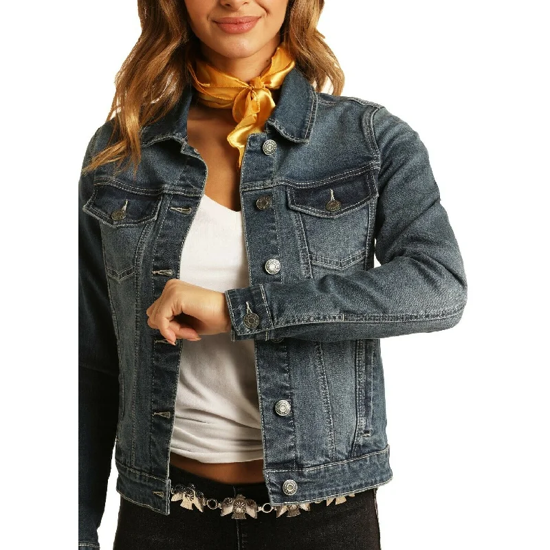 Rock & Roll Cowgirl Ladies Denim Long Sleeve Jacket 52-6206 Faux Fur Jacket Real Fur Jacket Shearling Jacket