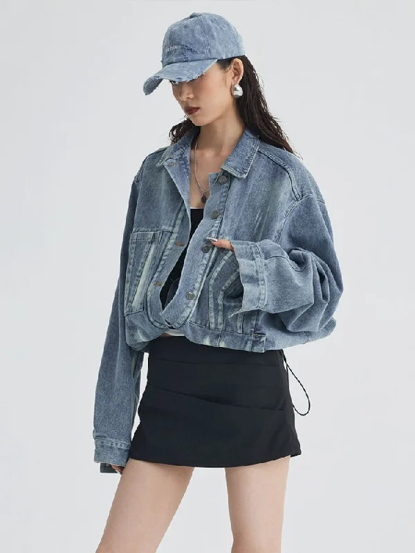 Split Silhouette Denim Jacket【s0000007336】 Quilted Jacket Puffer Jacket Insulated Jacket