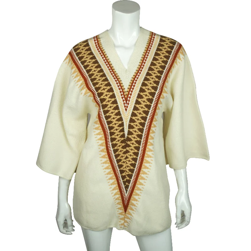 Vintage 70s Sweater Geometric Cuddle Knit Wintuk NWT Size L Notch Collar Peter Pan Collar Cowl Neck