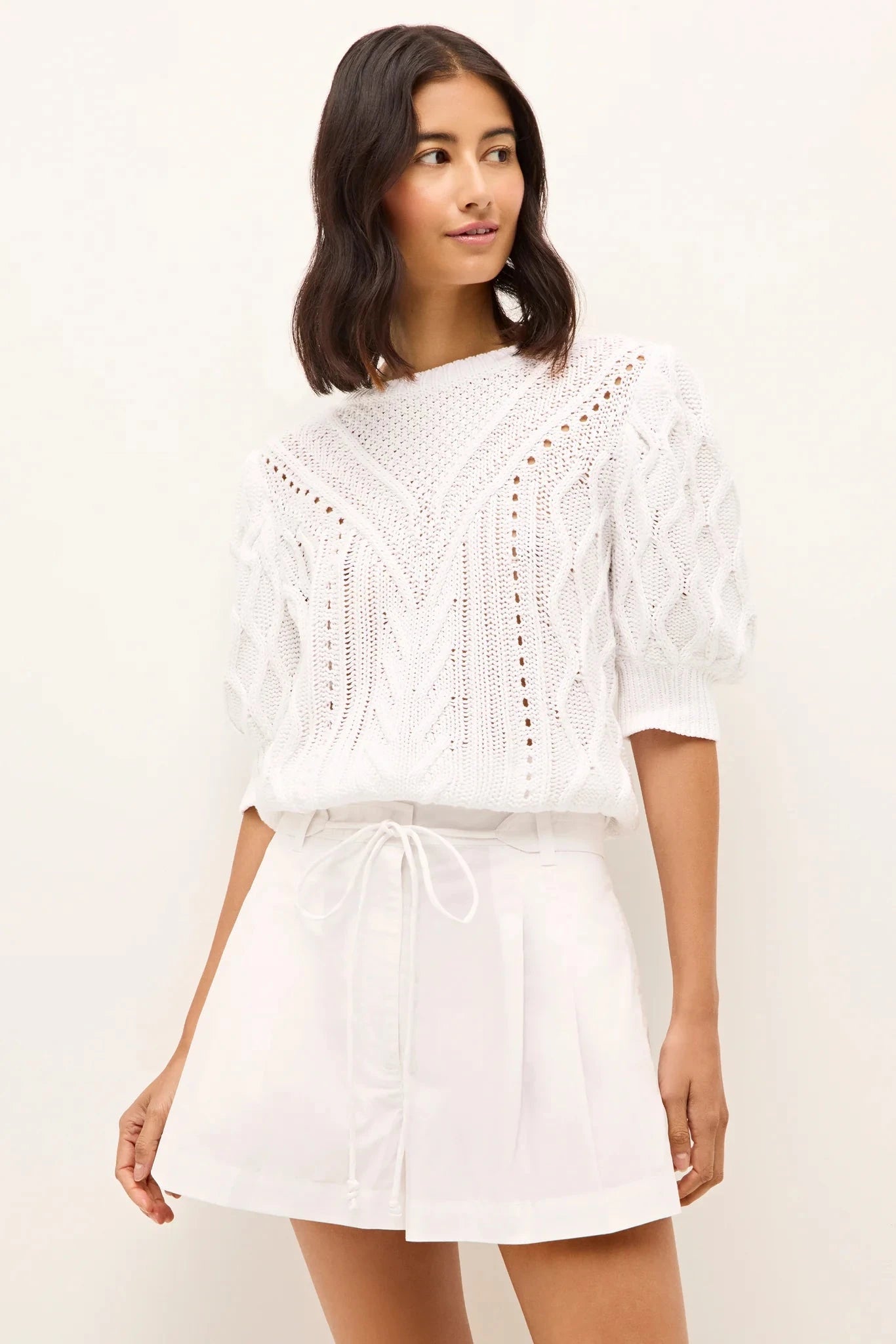 Sammie Sweater White Glossy Satin Silk