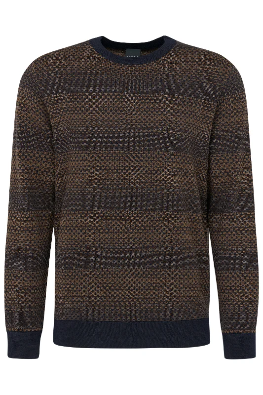 Crew Neck Sweater 7400-65547B Mesh Fabric Canvas Fabric Denim Fabric