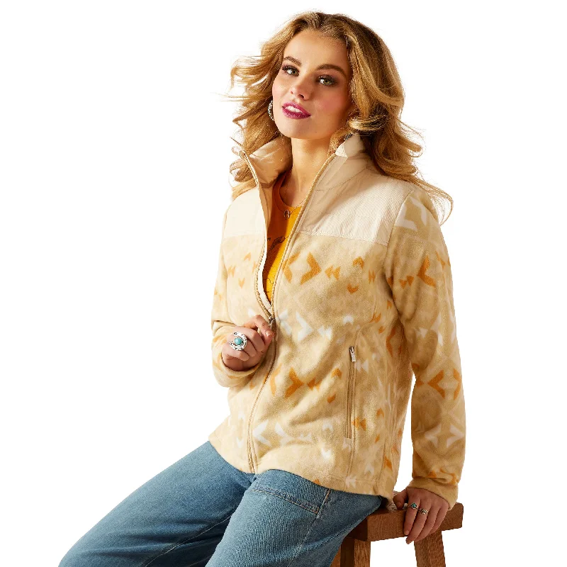 Ariat Ladies Prescott Fleece Sand Dune Print Fleece Jacket 10046169 Stand-Up Collar Roll-Neck Collar Turtle Neck