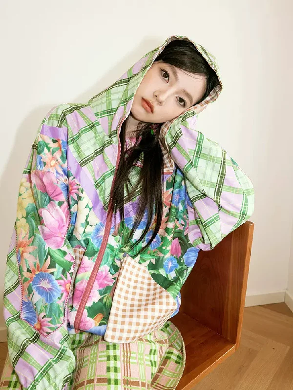 Plaid hooded jacket【s0000007774】 Rayon Fabric Velvet Fabric Corduroy Fabric