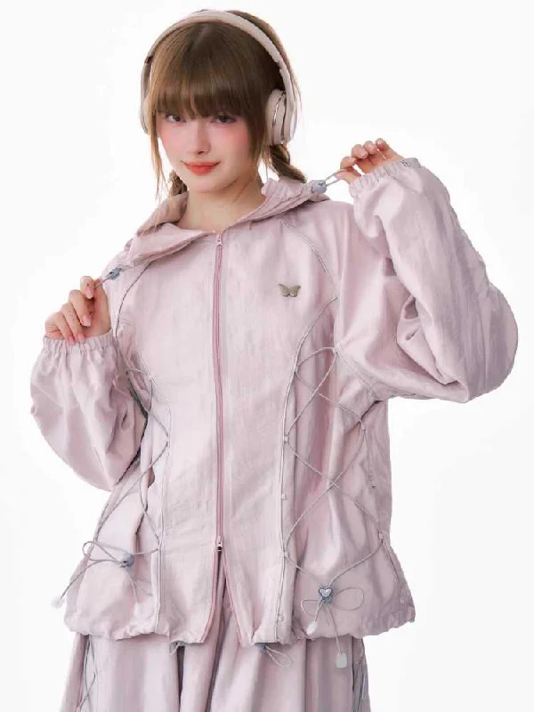 Lightweight hooded jacket【s0000010159】 Satin Jacket Silk Jacket Chiffon Jacket