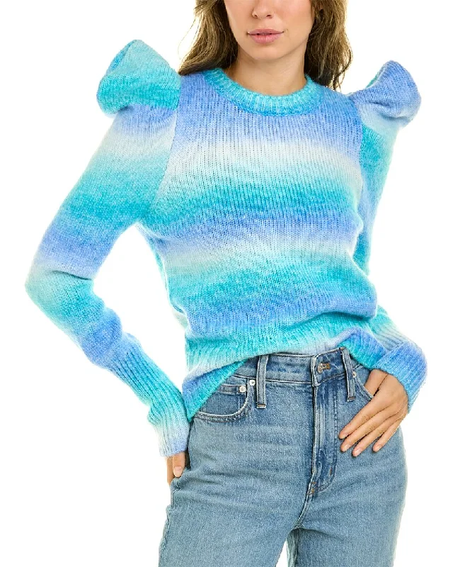 Design History Puff Sleeve Sweater Mesh Blend Leather Blend Suede Blend