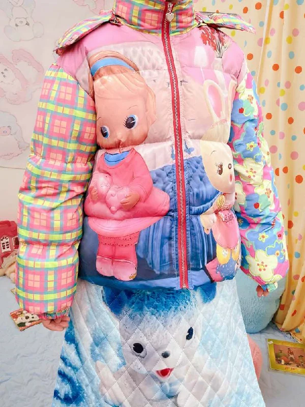 Retro Switching Printed Warm Down Jacket【s0000006672】 Front Pockets Side Pockets Patch Pockets