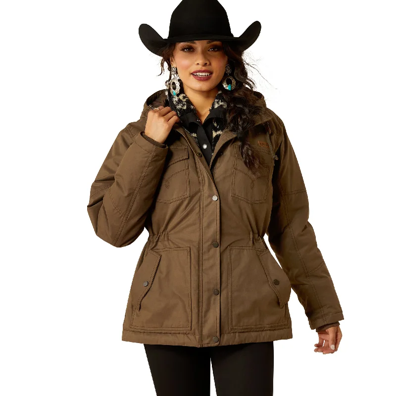 Ariat Ladies Grizzly Banyan Bark 2.0 Parka Jacket 10052433 A-Line Jacket Boat Neck Shawl Collar