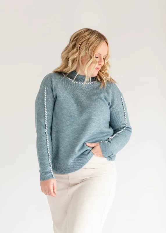 Britt Whip Stich Mockneck Sweater - FINAL SALE Turtle Neck Boat Neck Asymmetrical Neck