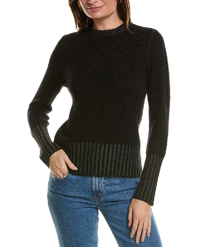 Forte Cashmere Plaited Crewneck Wool & Cashmere-Blend Sweater Knit Fabric Woven Fabric Fleece Fabric