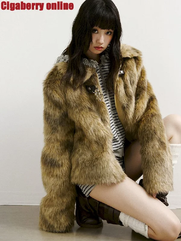 Short Jacket Fur Coat【s0000011426】 Front Pockets Side Pockets Patch Pockets