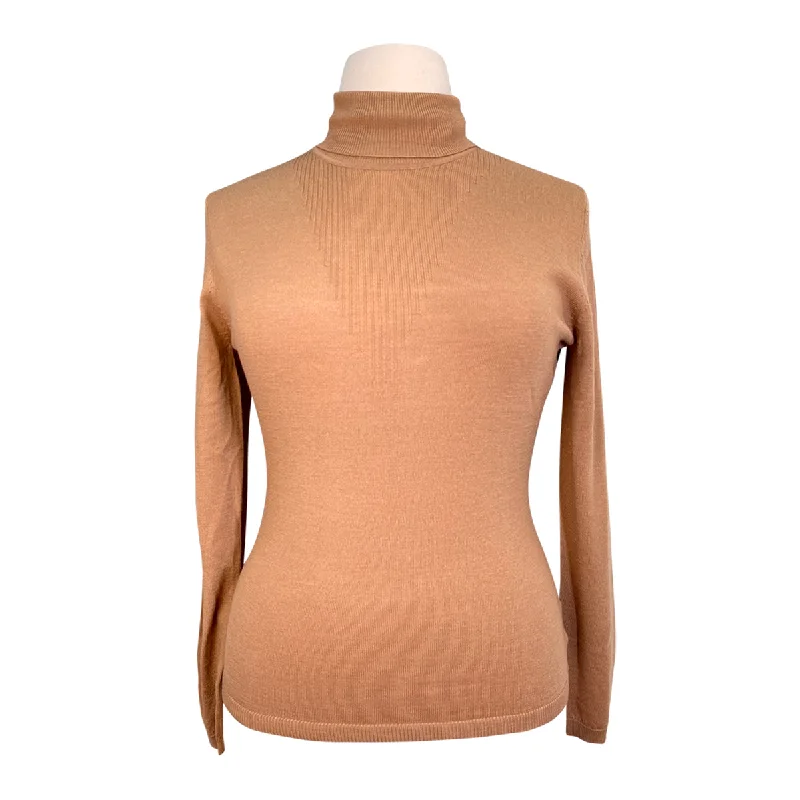 PS of Sweden 'Tara' Fine Knit Sweater in Brown - Women's Large Boat Neck Shawl Collar Notched Collar