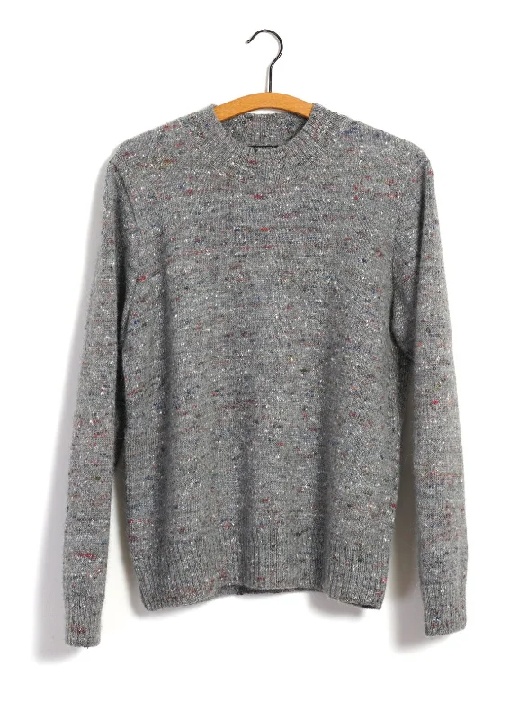 EIVIND | Crew Neck Rib Sweater | Donegal Grey Chenille Brocade Lace