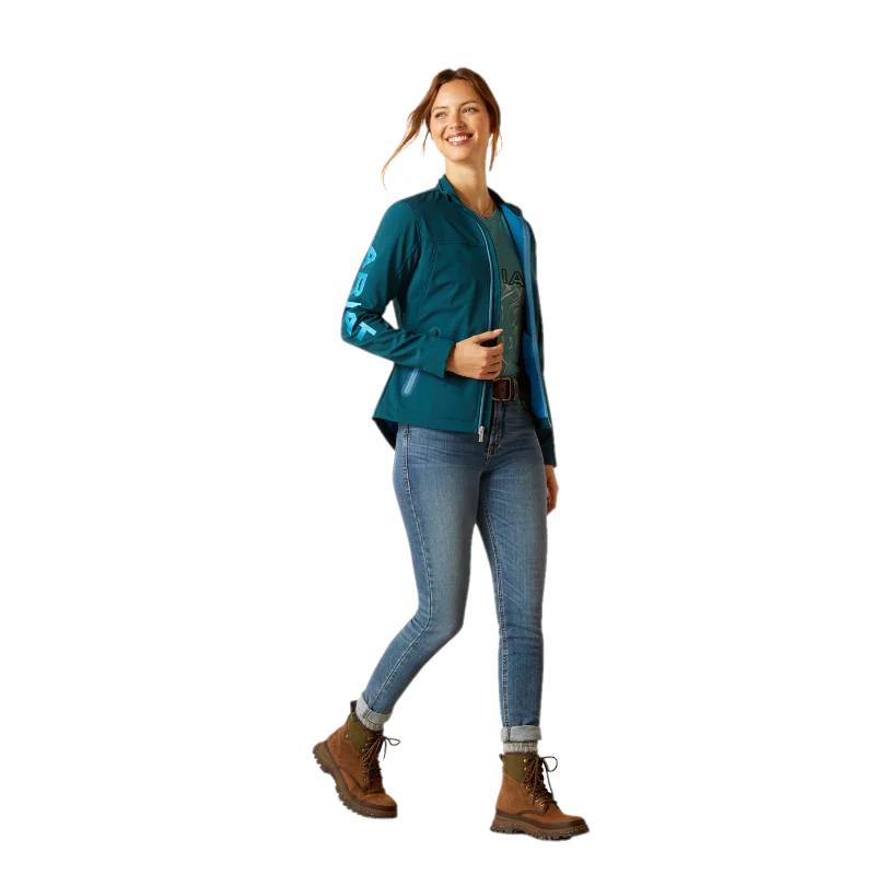 Ariat Ladies New Team Softshell Reflecting Pond Jacket 10046689 Front Pockets Side Pockets Patch Pockets