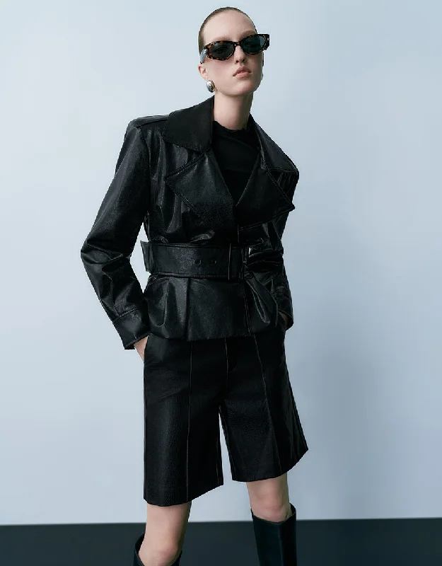 Vegan Leather Jacket With Belt Denim Jacket Leather Jacket Suede Jacket