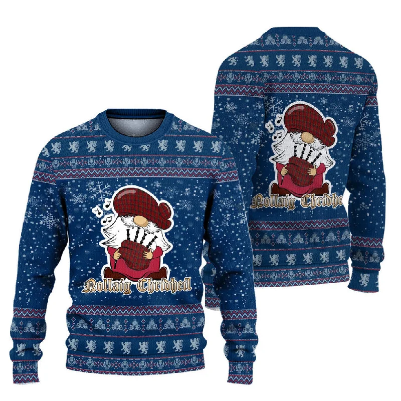 Galway County Ireland Clan Christmas Family Ugly Sweater with Funny Gnome Playing Bagpipes Cashmere Blend Cotton Blend Poly Blend