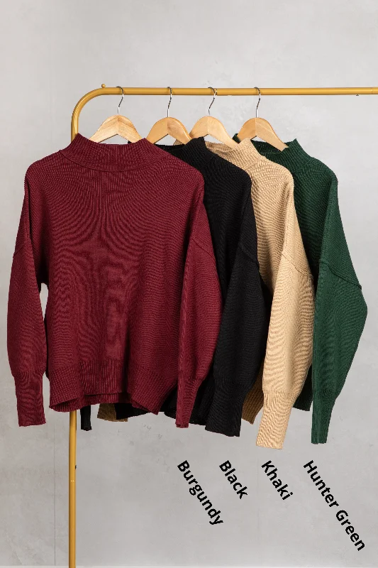 Mock Neck Ribbed Sweater Top Spandex Blend Rayon Blend Denim Blend