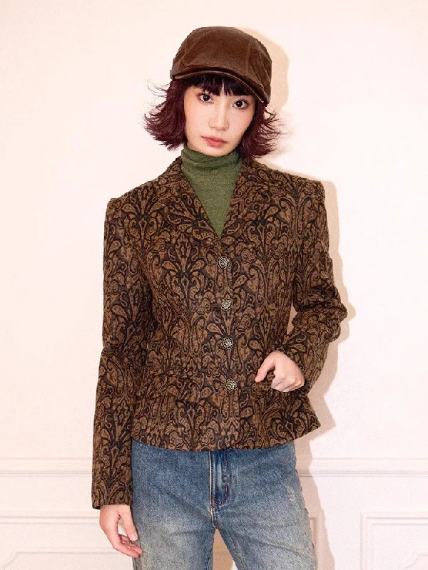 Chemical girl retro pattern ruffle jacket【s0000011547】 Mesh Jacket Canvas Jacket Denim Jacket