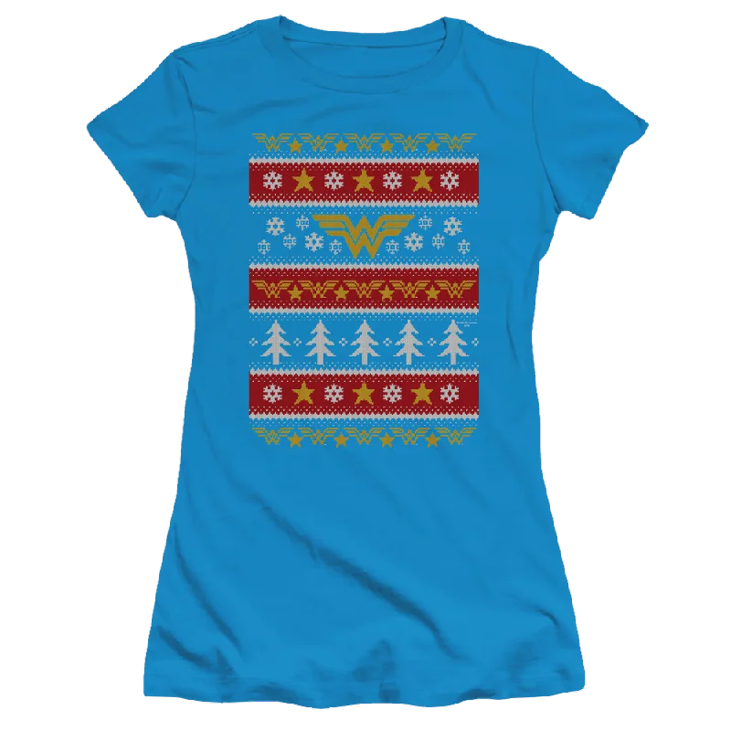 Wonder Woman Wonder Woman Christmas Sweater - Juniors T-Shirt Chenille Brocade Lace
