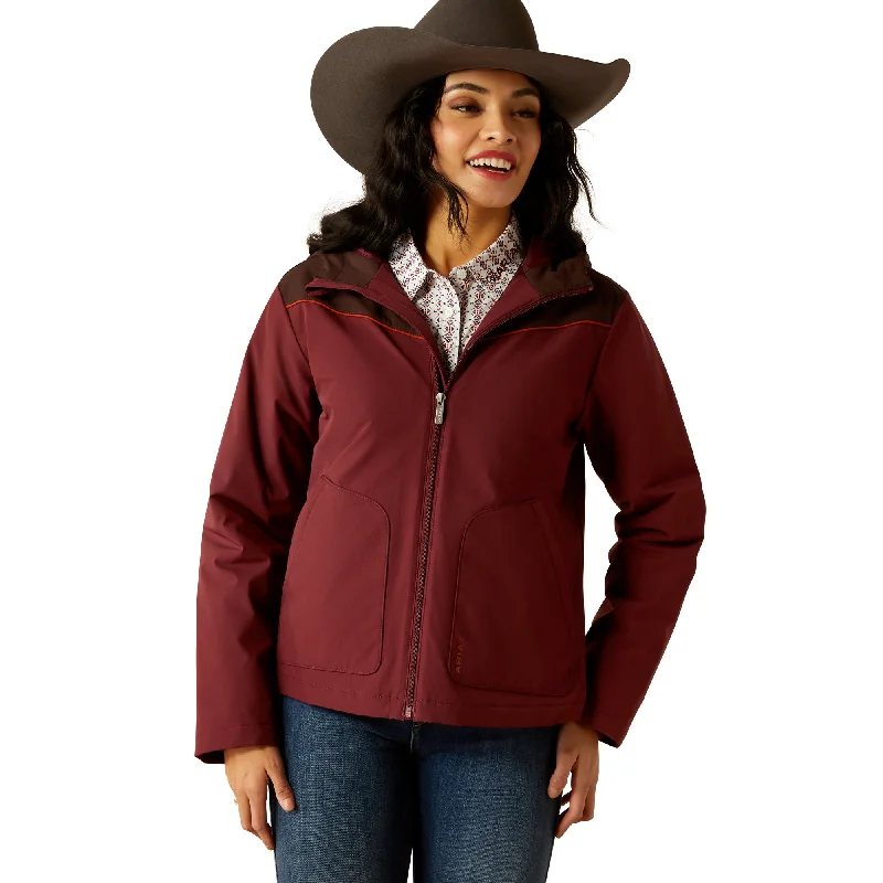 Ariat Ladies Pioneer Tawny Port/Chocolate Plum StretchShell Jacket 10052438 Print Jacket Jacquard Jacket Embroidered Jacket