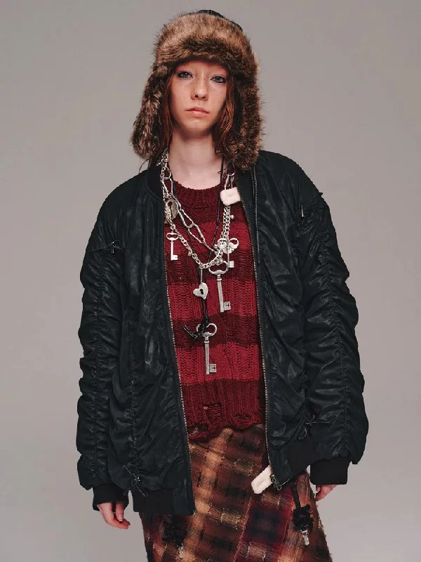 Faux leather reversible jacket【s0000011467】 Tiered Jacket Buttoned Jacket Zippered Jacket