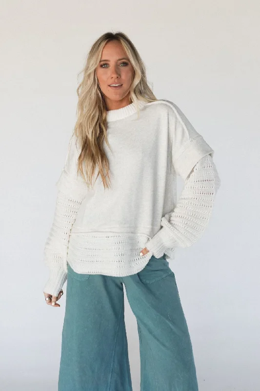 Moonrise Layered Sweater Top - Cream Tailored Straight A-Line