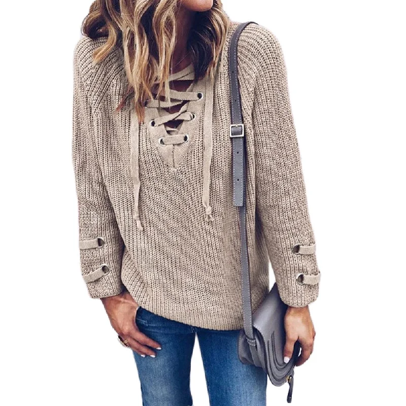 Lace-Up Sweater Rayon Fabric Velvet Fabric Corduroy Fabric
