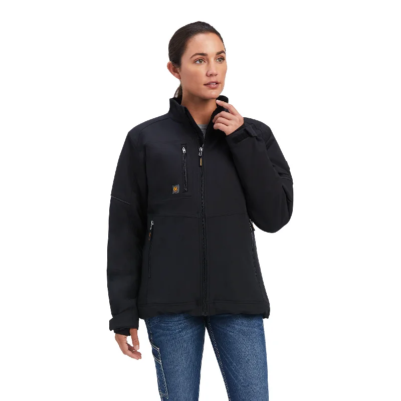Ariat® Ladies Rebar DuraStretch Insulated Black Jacket 10041471 Stand-Up Collar Roll-Neck Collar Turtle Neck