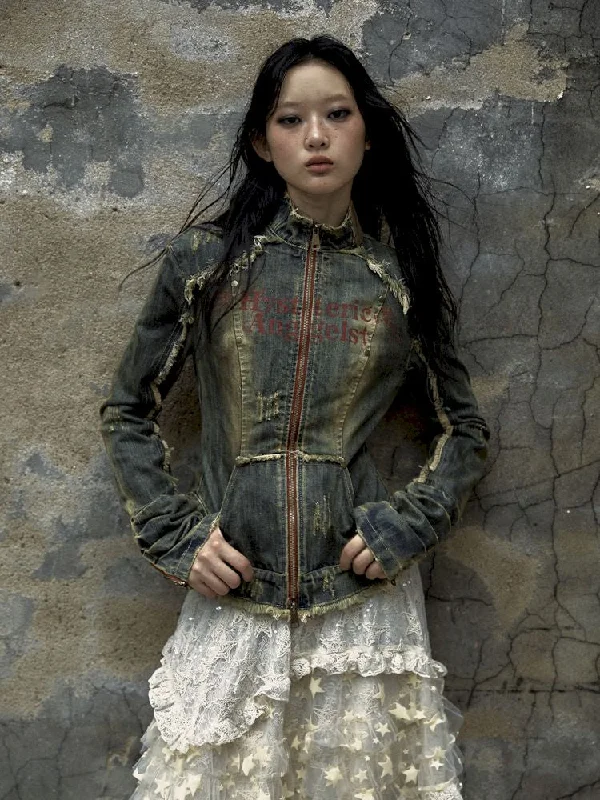 Standing Collar Denim Jacket【s0000009758】 Notch Collar Peter Pan Collar Cowl Neck
