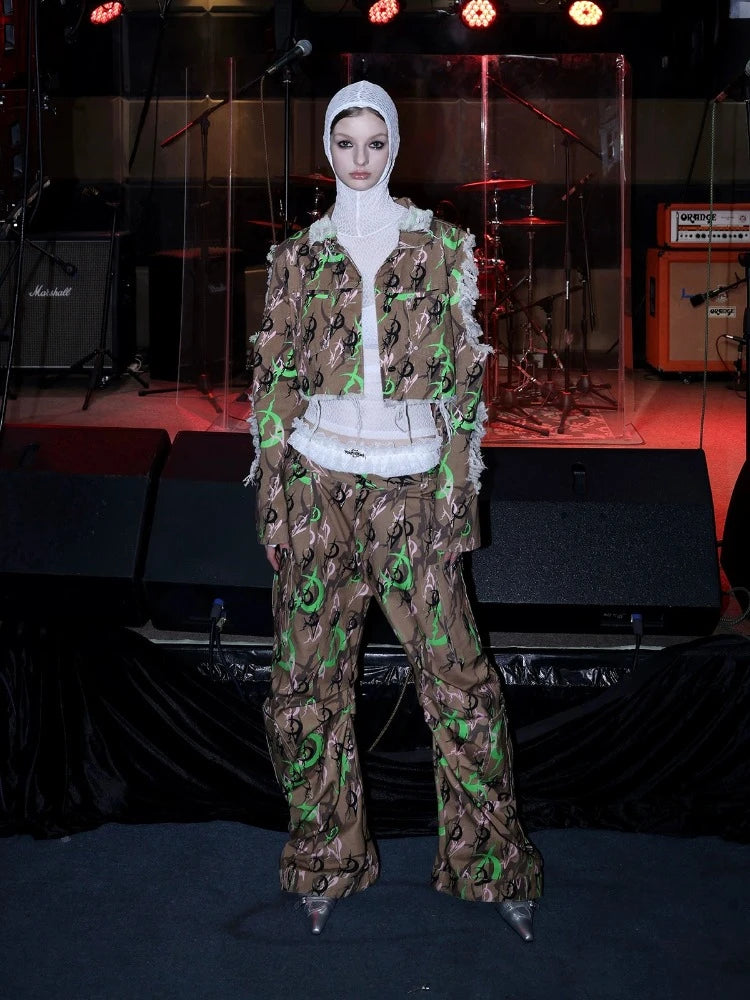Moon camouflage short jacket【s0000008700】 Zippered Front Buttoned Front Snap Front