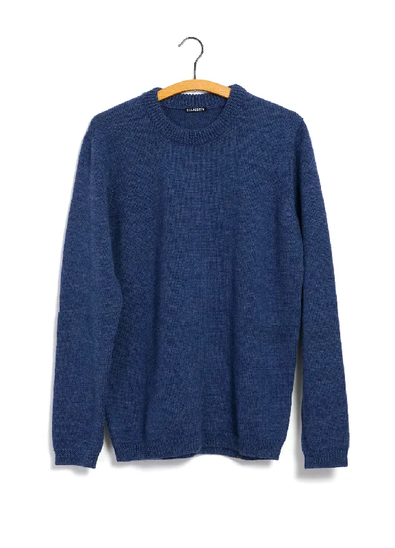 ESKE 28-05-3 | Knitted Crew Neck Sweater | Middle Blue Iron Safe Non-Iron Wrinkle Free