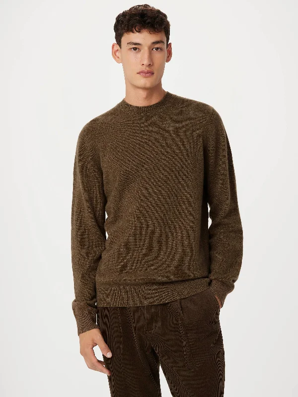 The Yak Wool Crewneck Sweater in Mustang Brown Rayon Fabric Velvet Fabric Corduroy Fabric