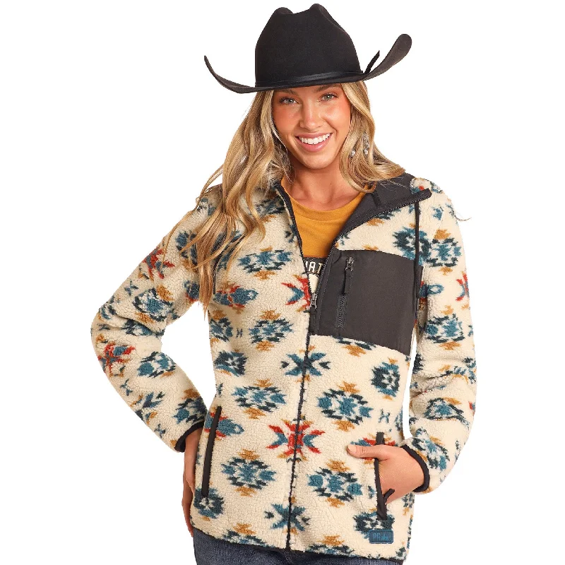 Powder River Outfitters Ladies Berber New Body Natural Jacket DW92C04102 A-Line Jacket Boat Neck Shawl Collar