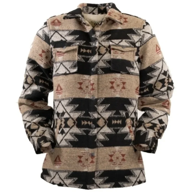 Outback Trading Company Ladies Skyler Tan Aztec Jacket 29836 Zippered Jacket Buttoned Jacket Snapped Jacket