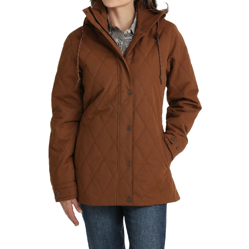 Cinch Ladies Barn Quilted Canvas Brown Jacket MAJ9903001 Tiered Jacket Buttoned Jacket Zippered Jacket